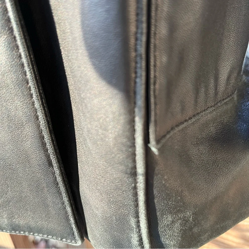 Vintage Classiques Entier Buttery Soft Black Leather Button Front Lined Jacket S - Picture 4 of 9